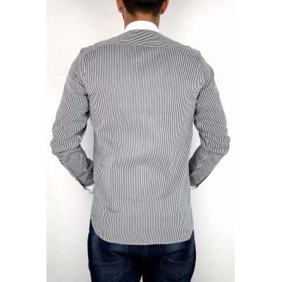 DANIEL BESSI Koszula męska fb394 biało-czarna paski | Sklep GriShop.eu | Koszule