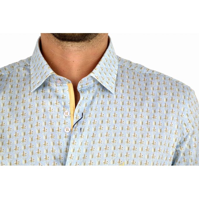 DANIEL BESSI Koszula męska fb449 błękitna | Sklep GriShop.eu | Koszule