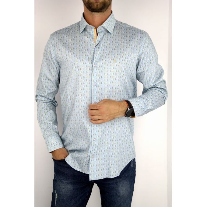 DANIEL BESSI Koszula męska fb449 błękitna | Sklep GriShop.eu | Koszule
