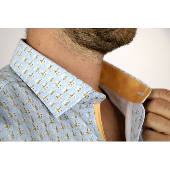 DANIEL BESSI Koszula męska fb449 błękitna | Sklep GriShop.eu | Koszule