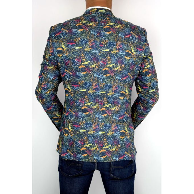 GIOVANNI PERA Marynarka męska kolorowa wesoła pieczątki D203 VISA | Sklep GriShop.eu | Marynarki