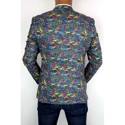 GIOVANNI PERA Marynarka męska kolorowa wesoła pieczątki D203 VISA | Sklep GriShop.eu | Marynarki