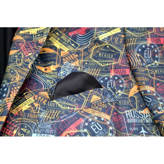 GIOVANNI PERA Marynarka męska kolorowa wesoła pieczątki D203 VISA | Sklep GriShop.eu | Marynarki