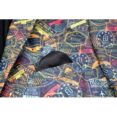 GIOVANNI PERA Marynarka męska kolorowa wesoła pieczątki D203 VISA | Sklep GriShop.eu | Marynarki