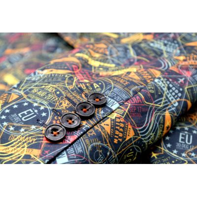 GIOVANNI PERA Marynarka męska kolorowa wesoła pieczątki D203 VISA | Sklep GriShop.eu | Marynarki