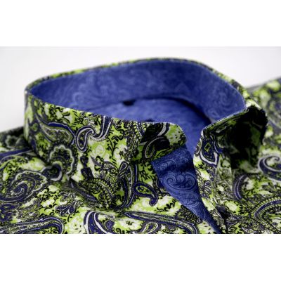 DANIEL BESSI Koszula męska fb478 paisley zielona | Sklep GriShop.eu | Koszule