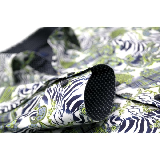 DANIEL BESSI Koszula męska fb487 zebra zielona | Sklep GriShop.eu | Koszule