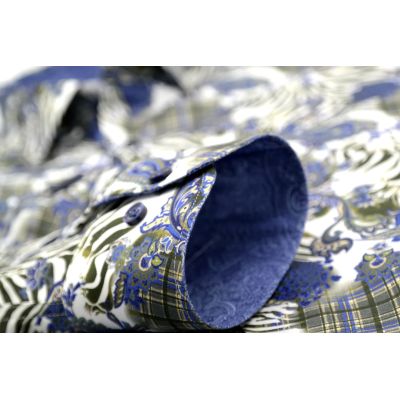DANIEL BESSI Koszula męska fb485 zebra paisley biały niebieski | Sklep GriShop.eu | Koszule