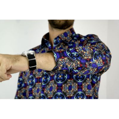 DANIEL BESSI Koszula męska fb519 kolorowa witraże | Sklep GriShop.eu | Koszule
